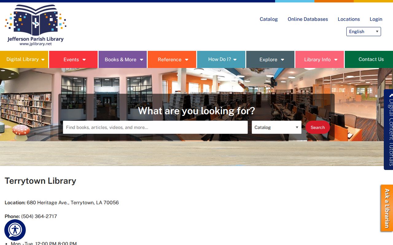 Terrytown Library page for local directory and newspaper research access
