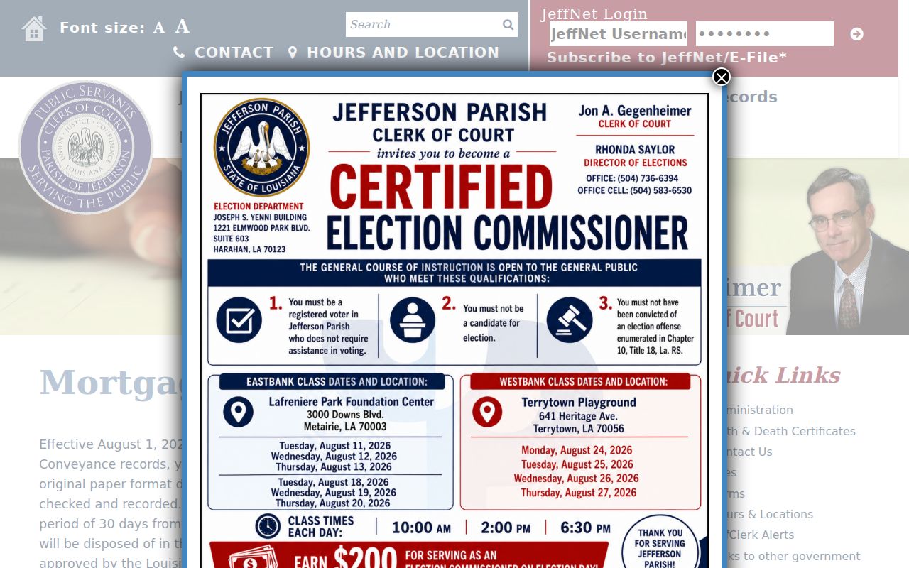 Jefferson Parish mortgage and conveyance records page used to trace Terrytown previous residents